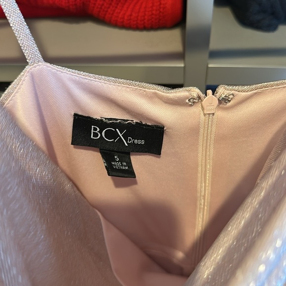 BCX pale pink/gold metallic threads sleeveless back zipper closure dress size 5 - Picture 2 of 3